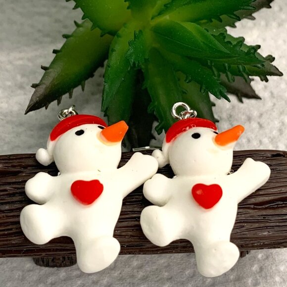 Snowman Earring, Frosty Earring, Christmas Earring, Holiday Earring, Gift Idea - Picture 3 of 5